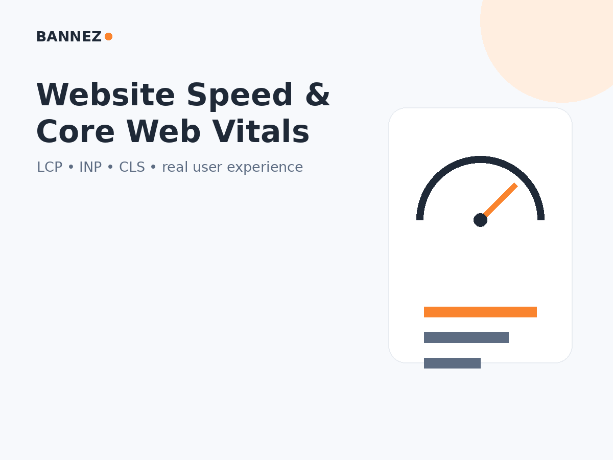Core Web Vitals website speed infographic showing LCP INP CLS and real user experience