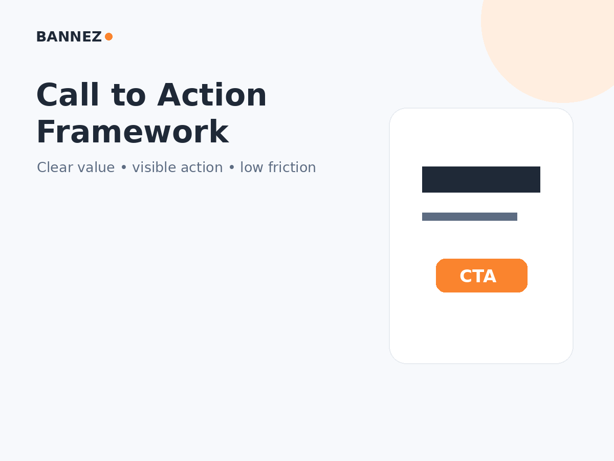 Call to action conversion infographic showing clear value visible action and low-friction next steps