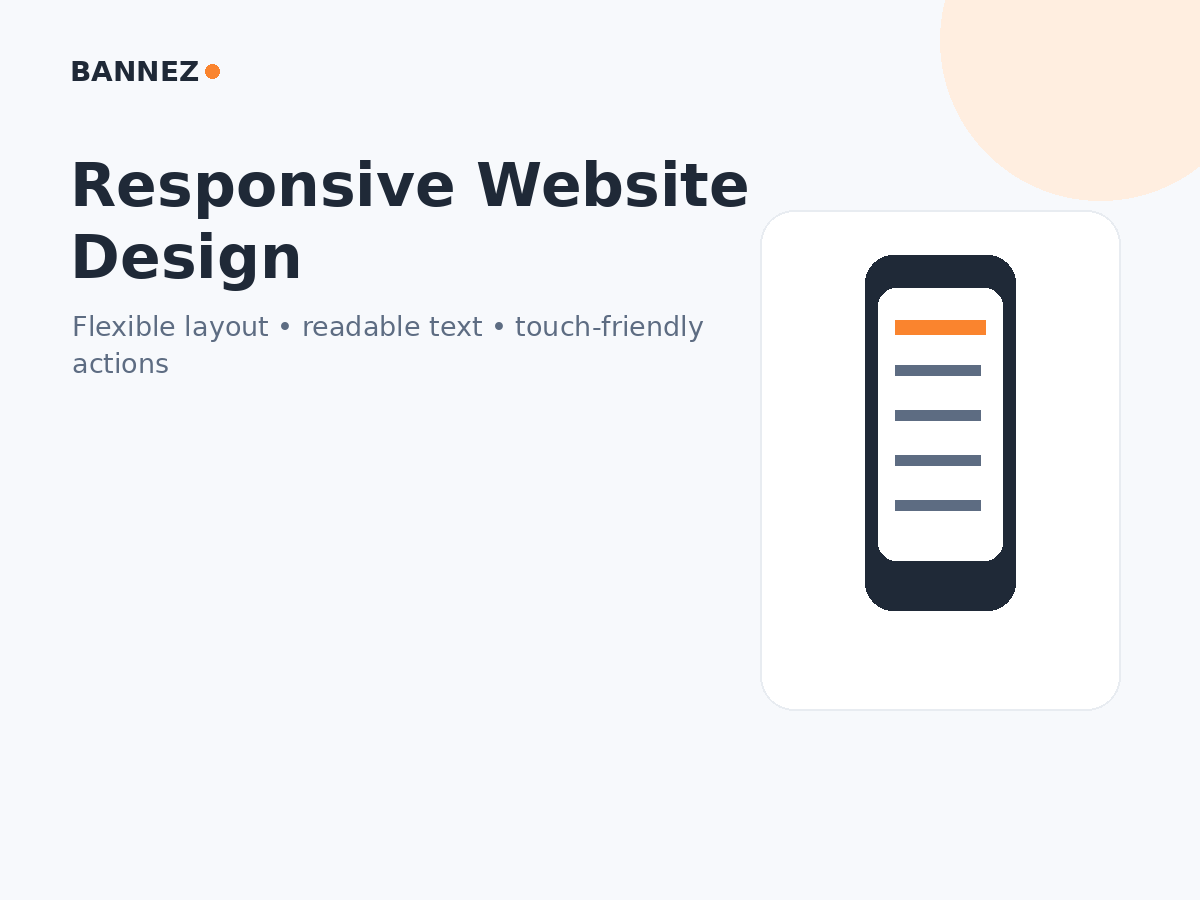 Responsive mobile design infographic showing flexible layout readable text and touch-friendly actions