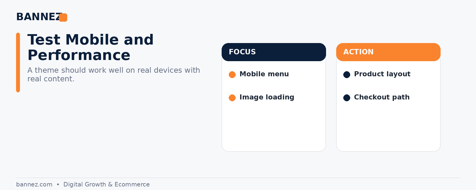 Shopify theme mobile performance visual for responsive menu product pages variants and add to cart experience