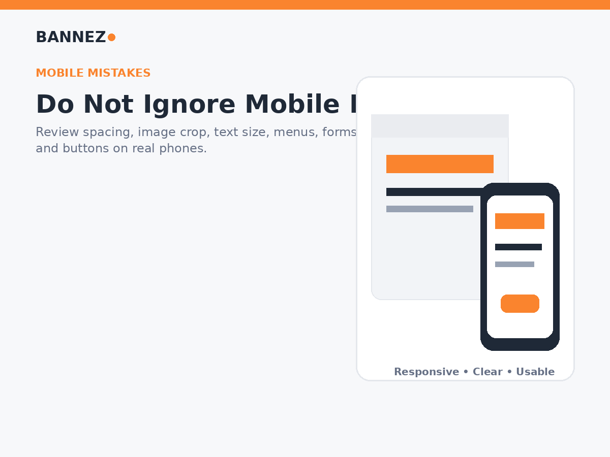 Squarespace mobile design mistake visual showing poor spacing unreadable text awkward image crops and difficult navigation
