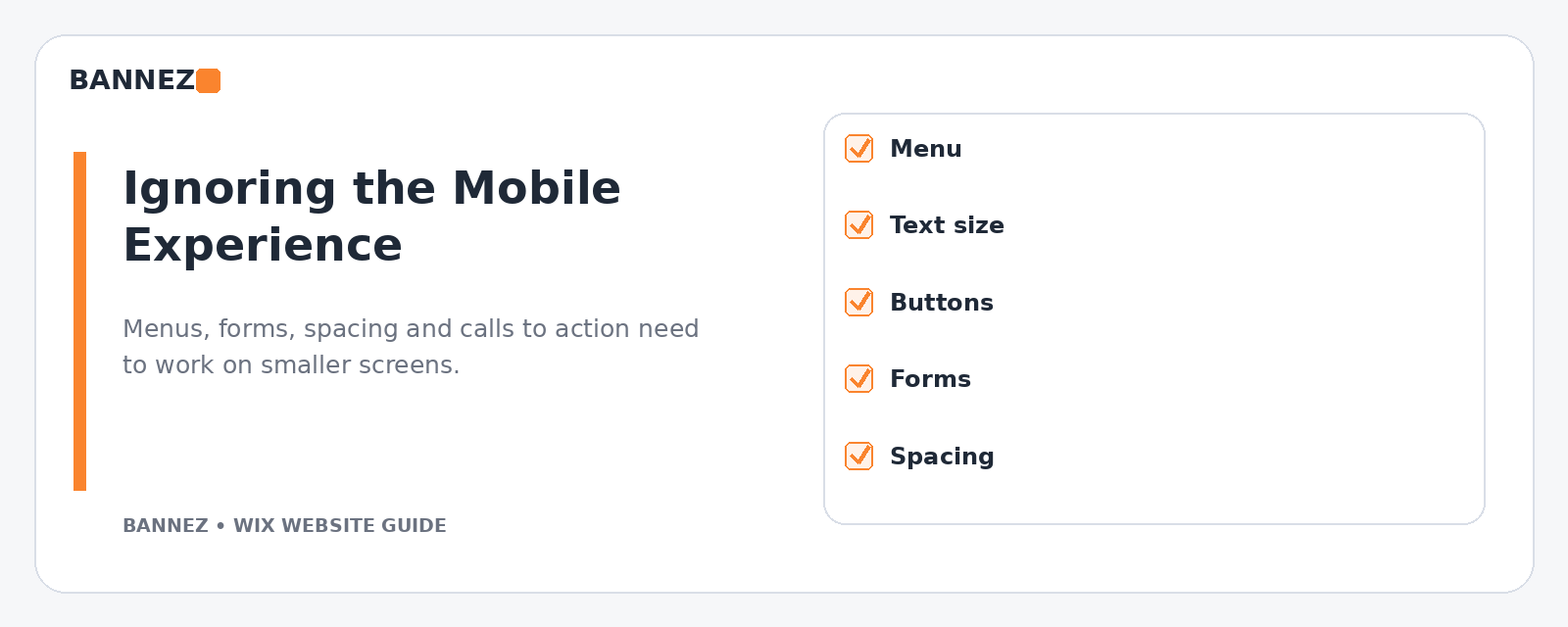 Wix mobile design mistakes visual for oversized text buttons spacing images popups and menu usability