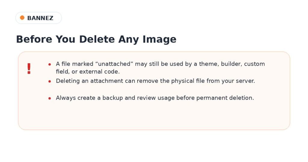 Important warning checklist before deleting unused or duplicate WordPress images